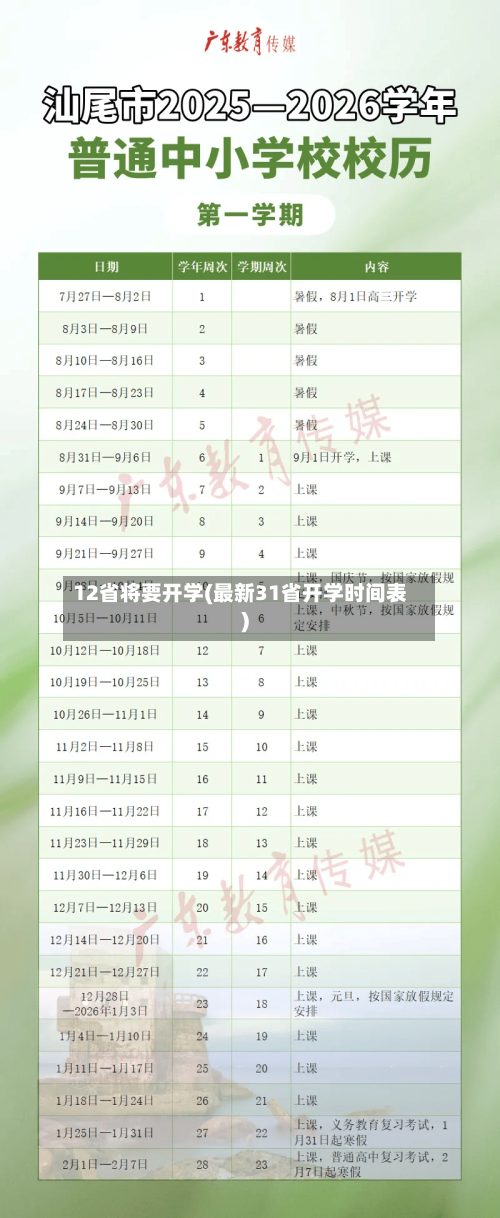 12省将要开学(最新31省开学时间表)-第1张图片